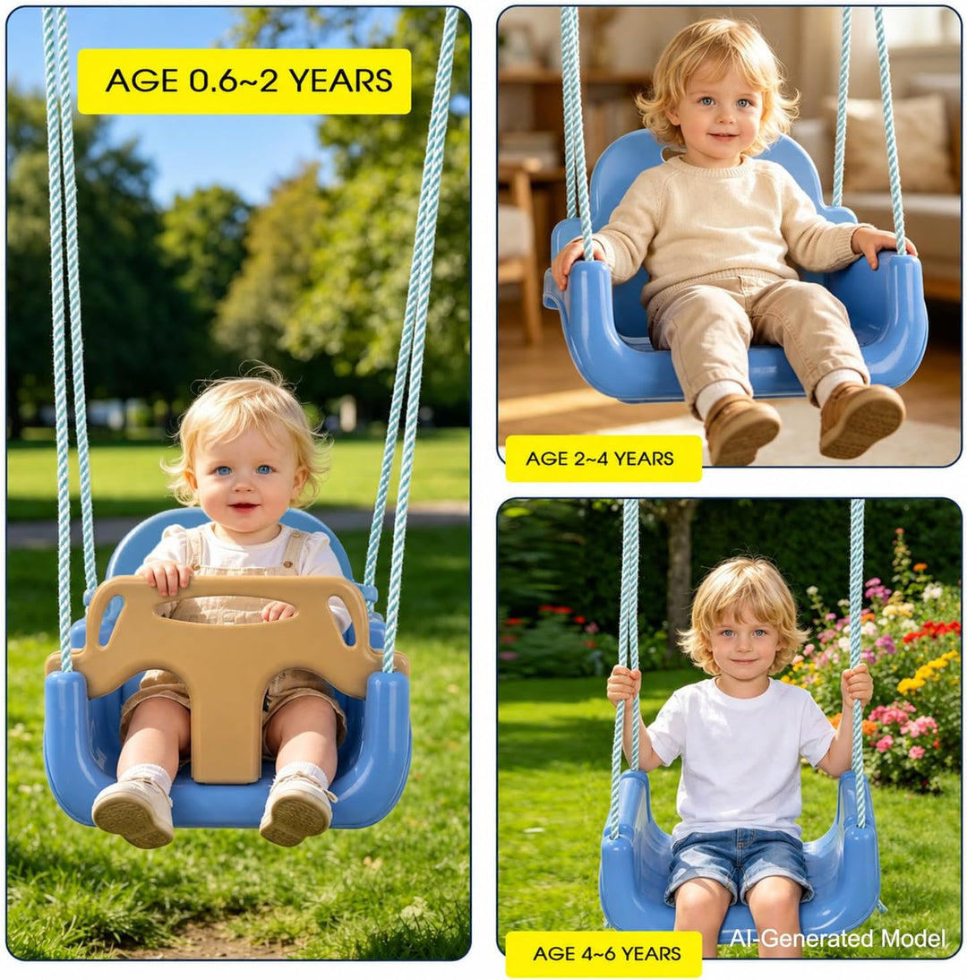 KINSPORY Kinderschaukel Babyschaukel 3 in 1 Babysitz verstellbar Mitwachsend Schaukelsitz Gartenscha