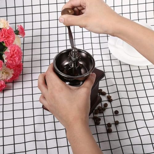 Manuelle Kaffeemühle, Kaffeebohnenmühle Handmühle Retro Stil Gusseisen Handkurbel Holzschublade Bohn