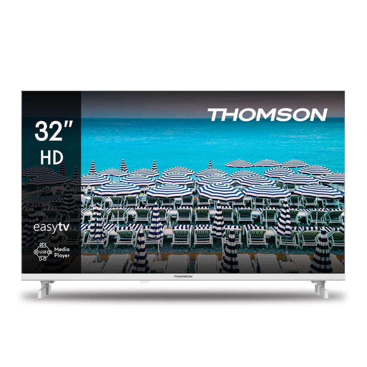 THOMSON 32 Zoll (80 cm) LED HD Weiss Easy TV – Kein Smart – Hotel Mode, USB, HDMI, Triple-Tuner (Kab