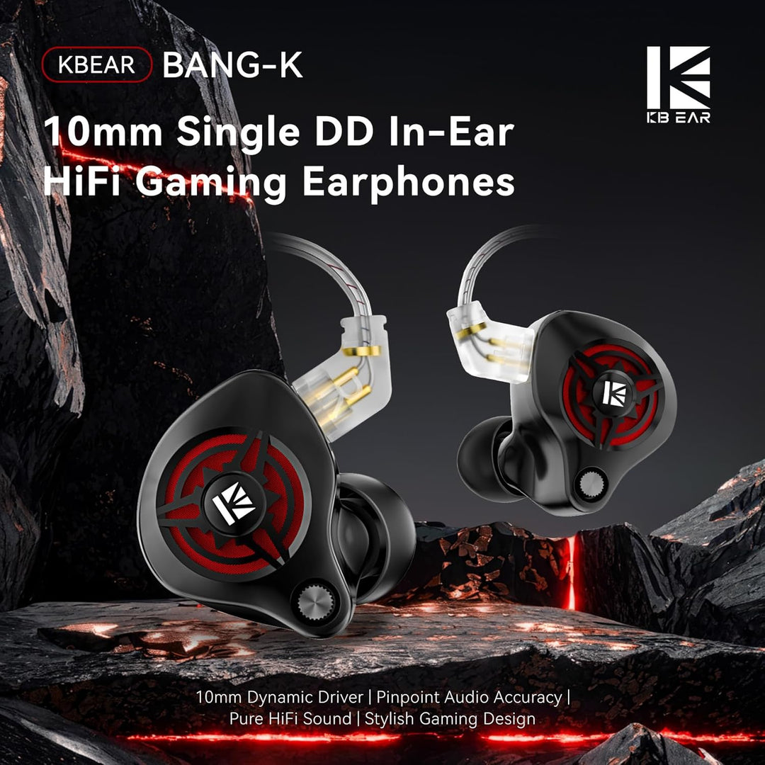 Yinyoo KBEAR BK1 Gaming-Kopfhörer mit Mikrofon, 10mm Dynamic Driver Gaming-Ohrhörer für FPS-Spieler,