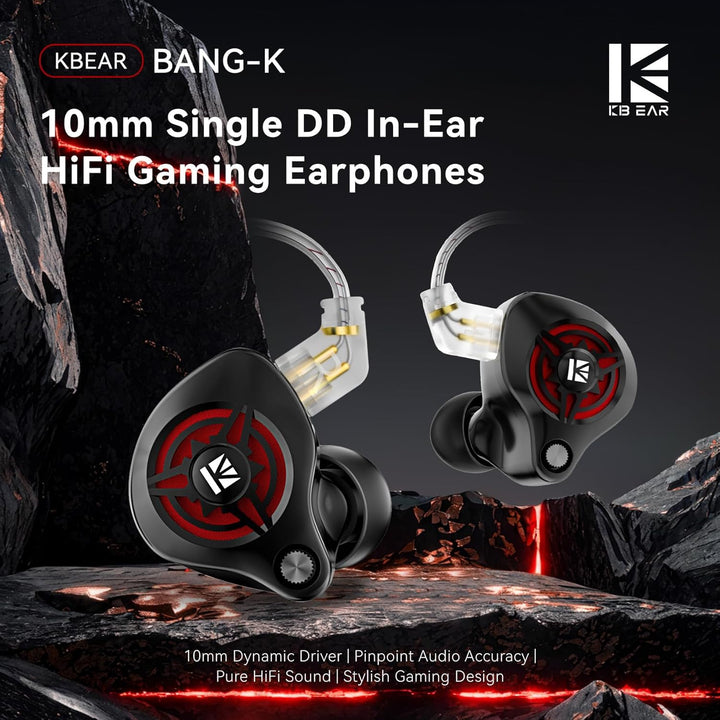 Yinyoo KBEAR BK1 Gaming-Kopfhörer mit Mikrofon, 10mm Dynamic Driver Gaming-Ohrhörer für FPS-Spieler,