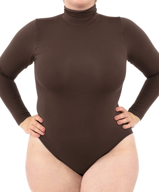 LEELA LAB Langarm Bodysuit mit Rollkragen Damen Grösse Grössen, Verstellbarem Verschluss, Nahtloser