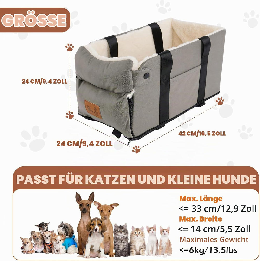 Hundeautositz für Hunde Katze- hochwertige Stoffsicherheit, Mehrzweck-Haustierbett mit verdicktem Ki