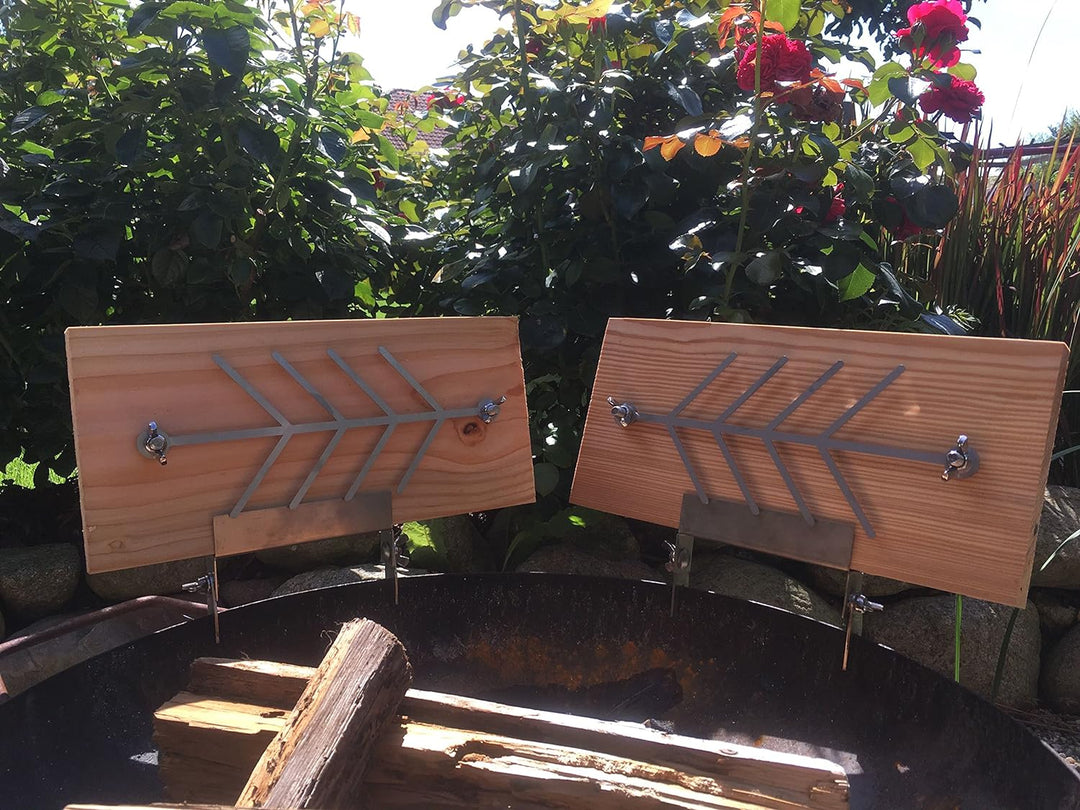 Flammlachsbrett Räucherbrett Lärche 2er Set klein - Top geeignet als Party Geschenk