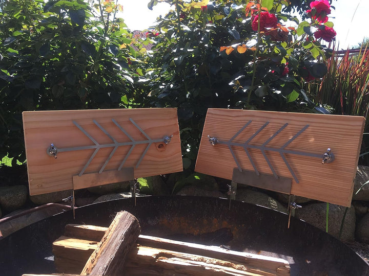 Flammlachsbrett Räucherbrett Lärche 2er Set klein - Top geeignet als Party Geschenk