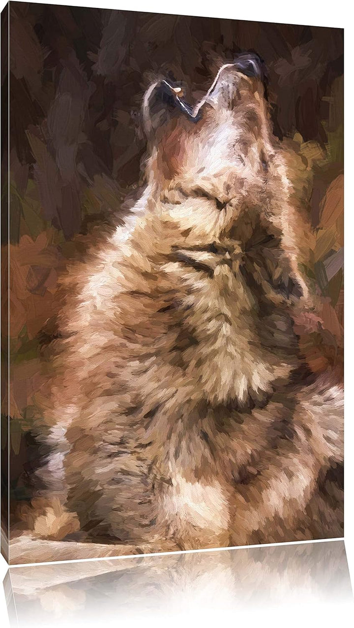 Pixxprint heulende Wölfe als Leinwandbild/Grösse: 100x70 cm/Wandbild/Kunstdruck/fertig bespannt, 100