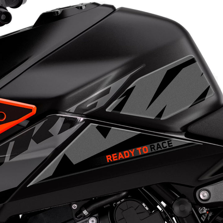 Seitliche Tankprotektoren aus Harz, 3D, kompatibel mit KTM 990 Duke 2024 On L-195 (Schwarz), Schwarz