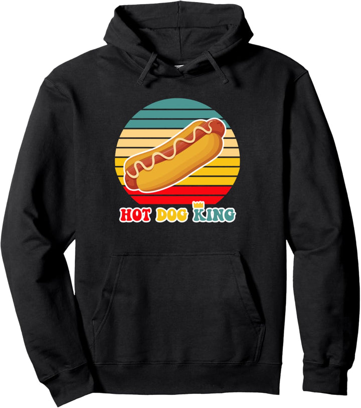 Hot Dog King Retro Sunset Sommer BBQ Funny Hot Dog Pullover Hoodie