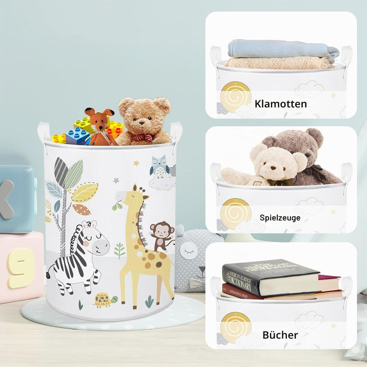 Clastyle Waldtier Löwe Elefant Weiss Kinder Wäschekorb für Jungen Mädchen Grosse Fuchs Kleidung Spie