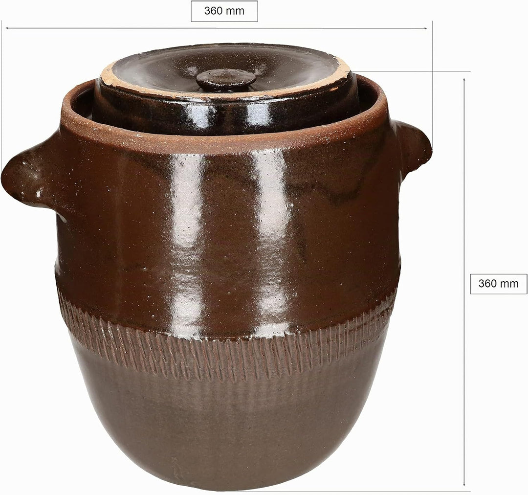 KOTARBAU® Keramik Gärtopf 17L Gurkentopf mit Deckel Steinzeug Sauerkrauttopf Keramiktopf Steinguttop