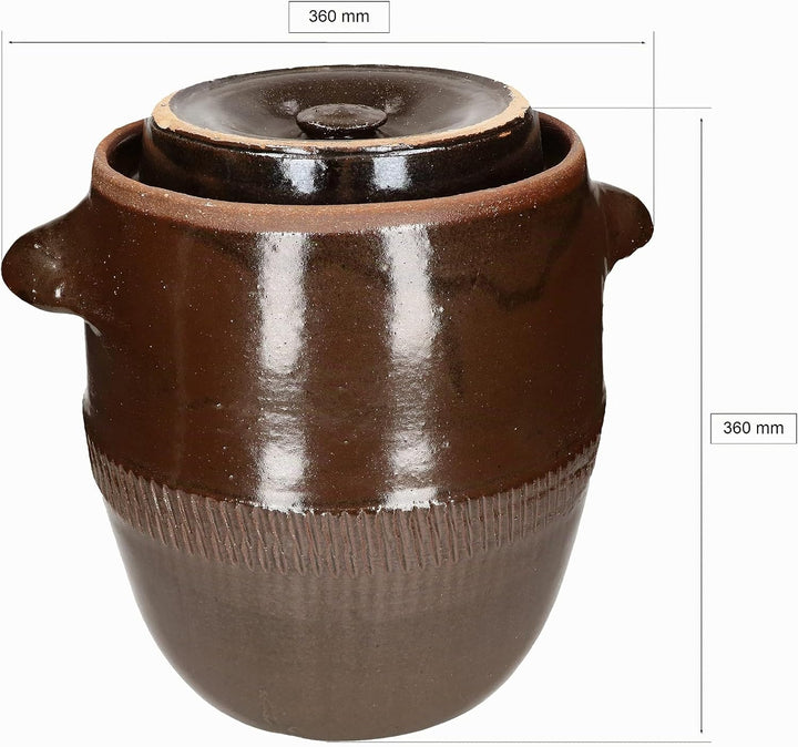 KOTARBAU® Keramik Gärtopf 17L Gurkentopf mit Deckel Steinzeug Sauerkrauttopf Keramiktopf Steinguttop