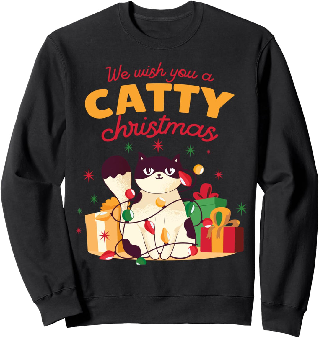 Cat Christmas Wishing You A Catty Christmas Funny Sweatshirt