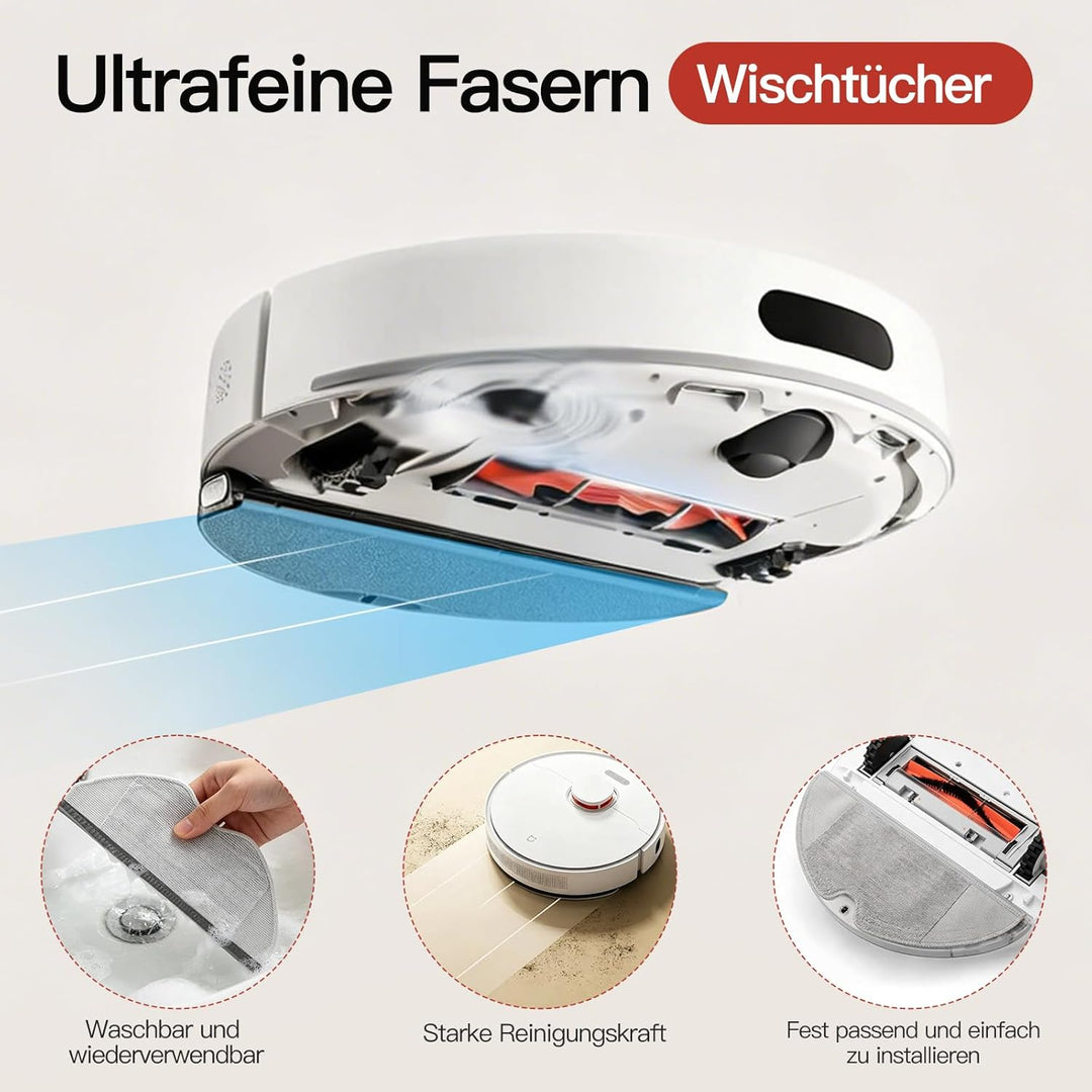 30 Stück Zubehör für Xiaomi H40 Saugroboter Ersatzteile, 1 Hauptbürste, 4 HEPA Filter, 6 Wischpad &