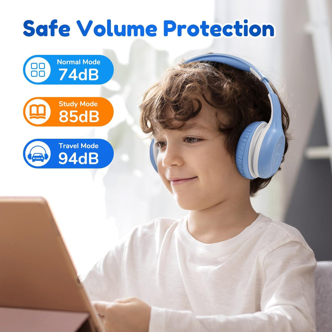 EarFun Bluetooth Kopfhörer Kinder, 74/85/94dB Lautstärkeregelung, HiFi Sound, HD-Mikrofon, 45 Std Ak
