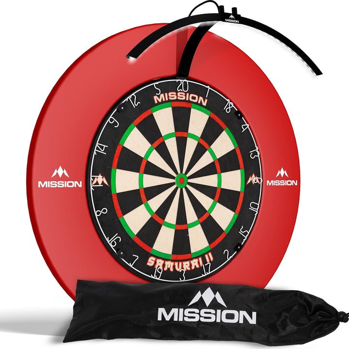 Mission Darts TOR100 Torus 100 | Dartscheibe LED klappbar tragbar Dartscheibe Reise Beleuchtungssyst