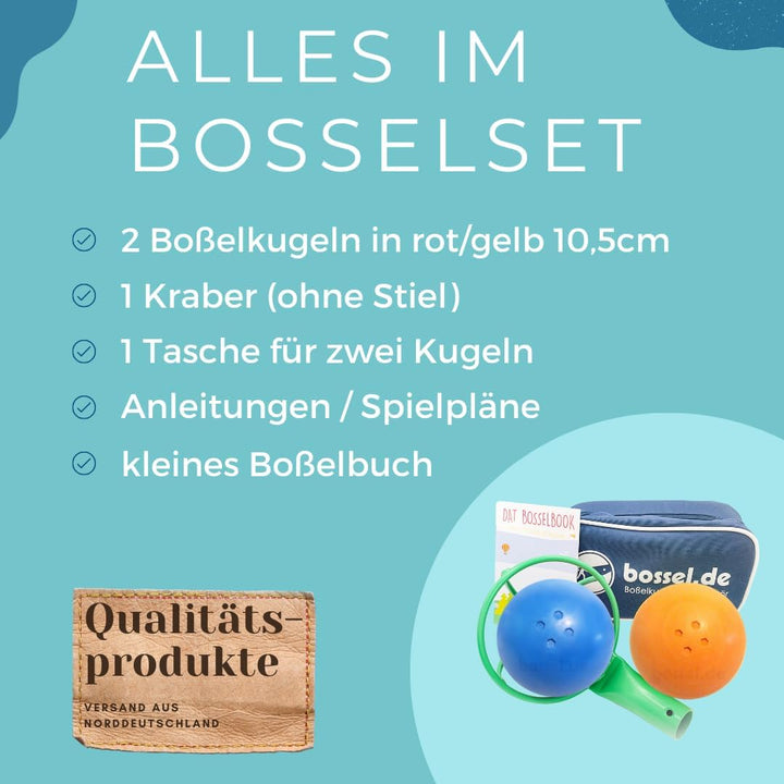 Bosselset Bosselkugeln 2 Stück, Kraber und Tasche (gelb/rot) (orange/blau), (orange/blau)
