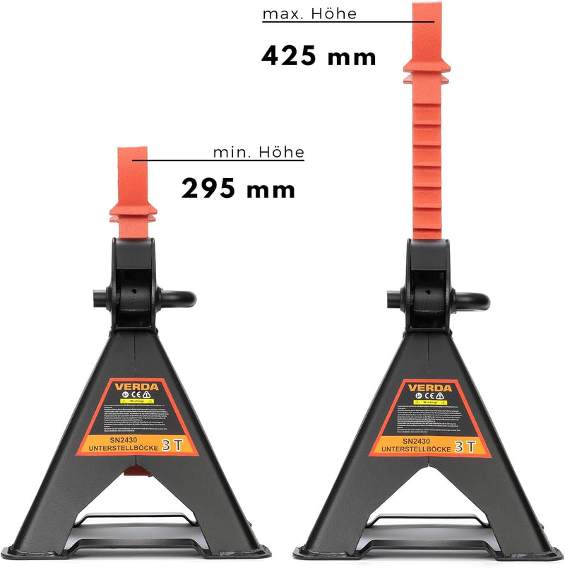 2 x UNTERSTELLBÖCKE ABSTELLBÖCKE STÜTZBÖCKE Set 3T 3000 KG KFZ WAGENHEBER