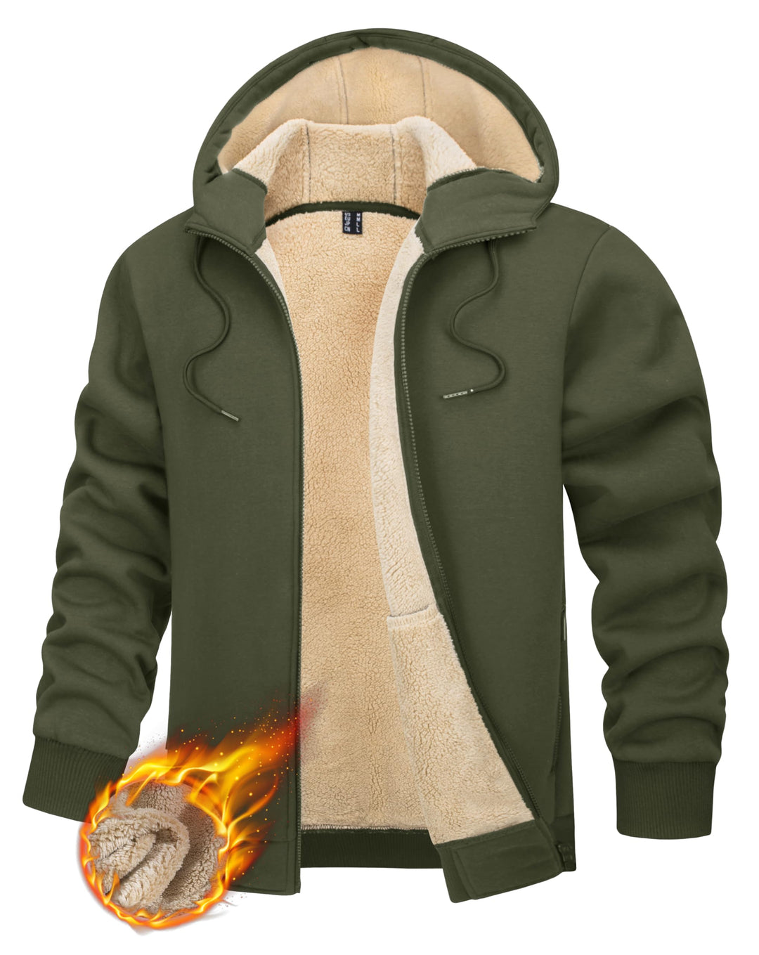 TACVASEN Herren Kapuzenpullover Sweatjacke Winter Hoodie Hoody Langarm Reissverschluss Pulli Warme J