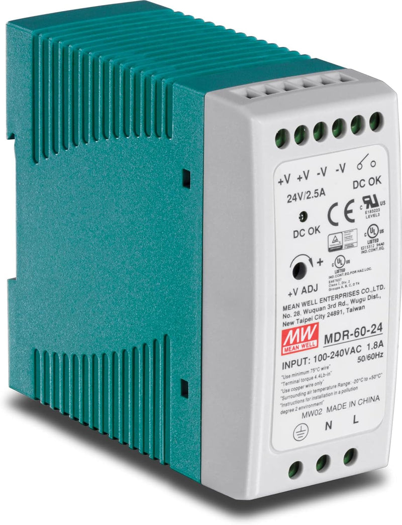 TRENDnet TI-M6024 60 W industrielles DIN-Rail-Netzteil mit Einfachausgang, Universeller AC-Eingang,