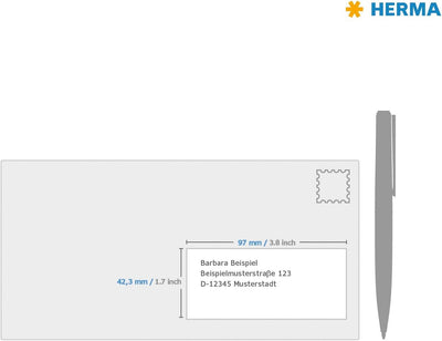 HERMA 10781 Adressetiketten für Inkjet Drucker, 80 Blatt, 97 x 42,3 mm, 12 Stück pro A4 Bogen, 960 A