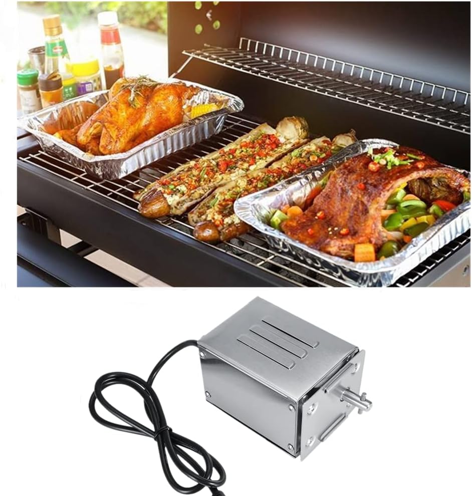 Zerodis Grillspiess Set, 50-70KGF Outdoor Rotisserie Kit Edelstahl BBQ Rotisserie Motor Elektro Roas