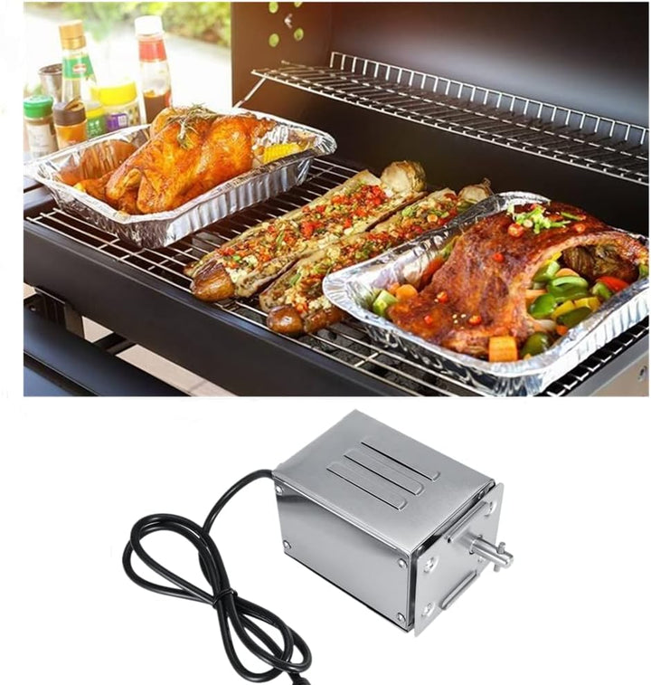 Zerodis Grillspiess Set, 50-70KGF Outdoor Rotisserie Kit Edelstahl BBQ Rotisserie Motor Elektro Roas