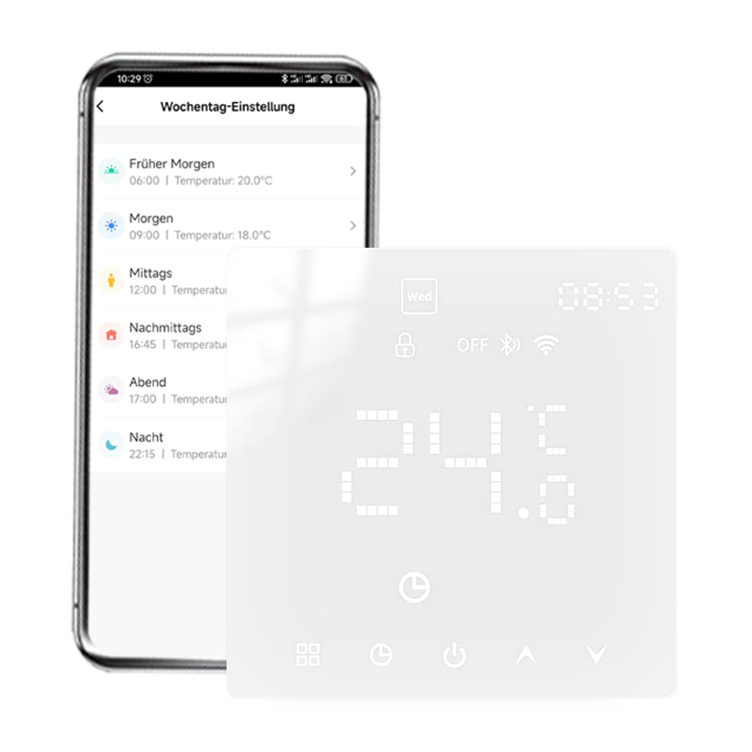 WiFi Thermostat Fussbodenheizung für Wasser,Programmierbar Raumthermostat Fussbodenheizung, Kompatib