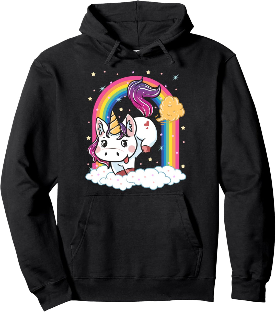 Unicorn Farting Baby Fart Rainbow Clouds Kids Girls Boy Gift Pullover Hoodie