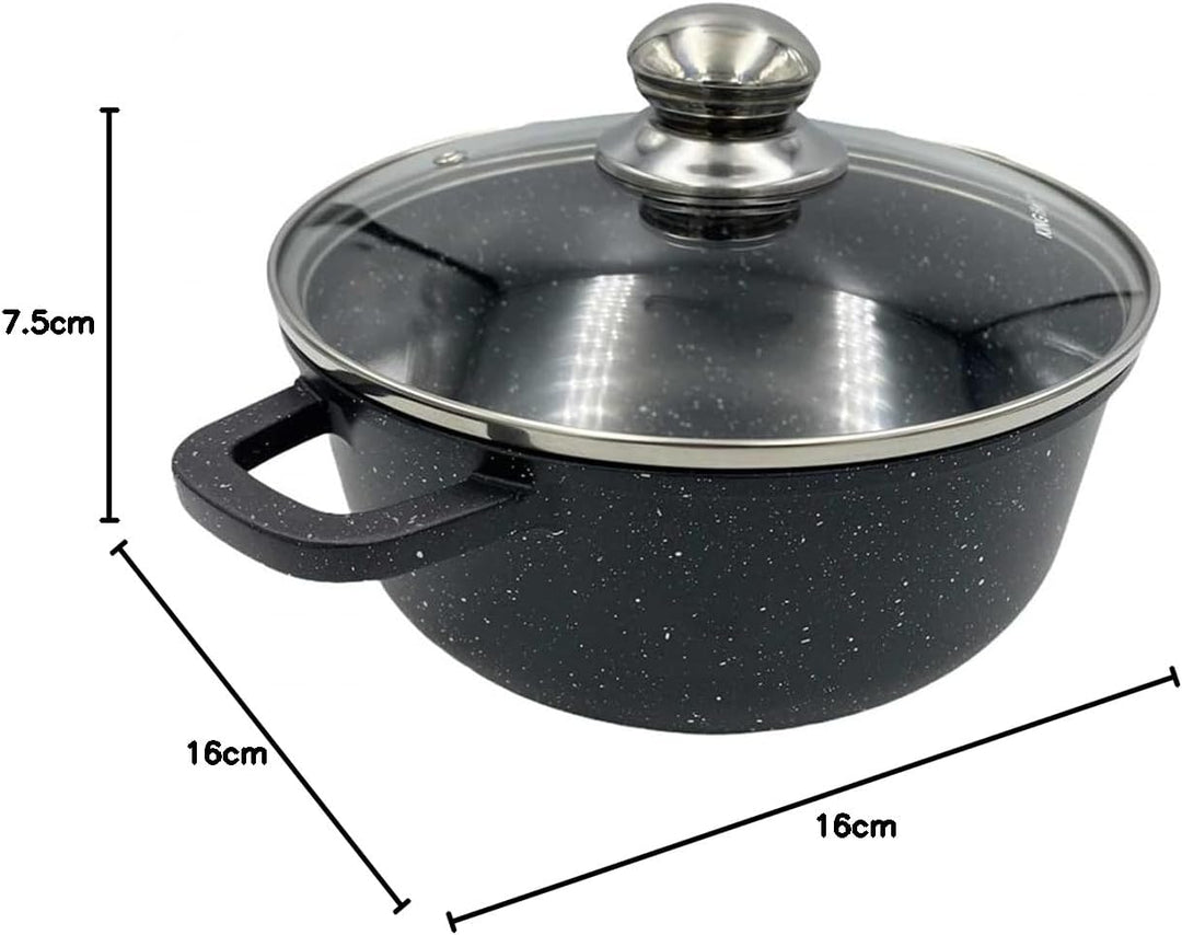 Marmor Töpf Kochtopf 2,3L 20cm mit Glasdeckel Marmorbeschichtung KINGHOFF (Ø20 cm), Ø20 cm