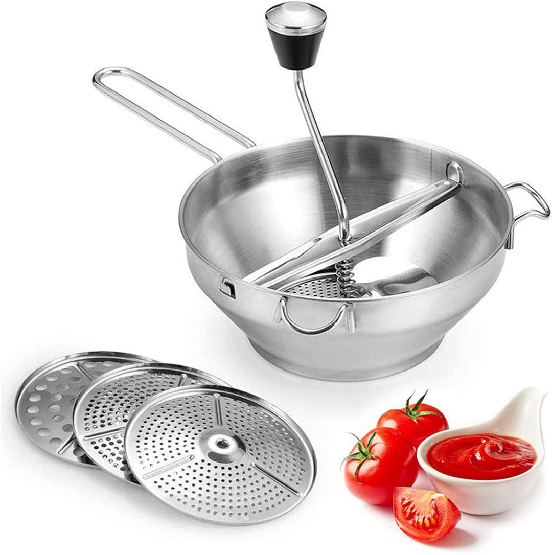 Lebensmittelmühle, Manuelle Kartoffelpresse mit 3 Scheiben, Rutschfester Griff, Kartoffelstampfer, R