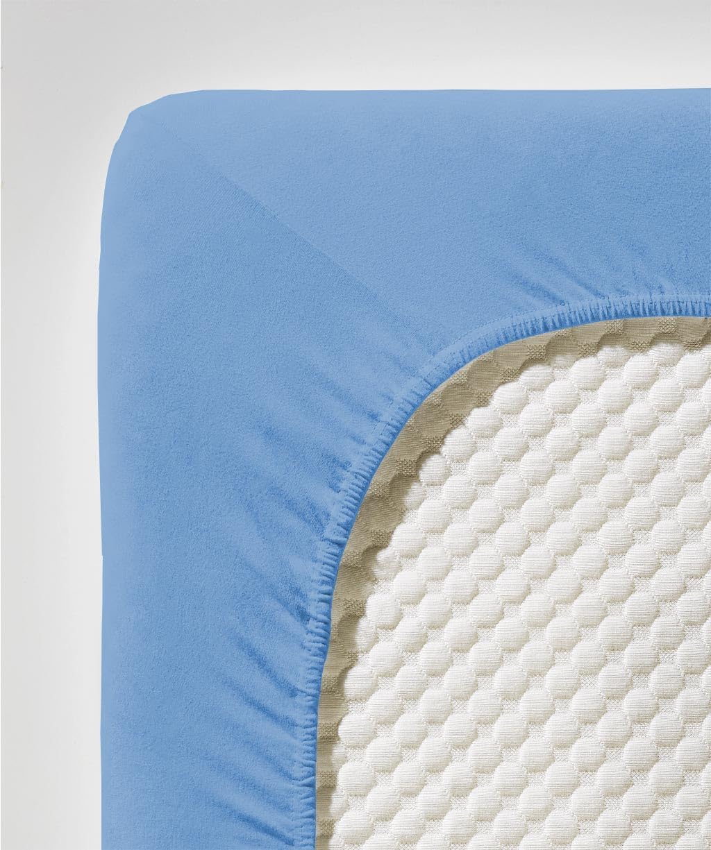 fleuresse Comfort Spannbettlaken, 96% Baumwolle, 4% Elasthan, Mittelblau, 200 x 200 cm 200 x 200 cm