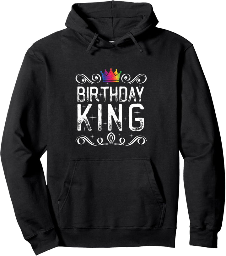 Rainbow Crown Birthday King LGBT Birthday Pullover Hoodie