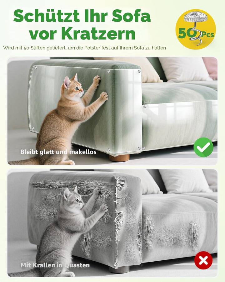 Gimars Verdickte 5m x 45cm Kratzschutz Sofa Katze, Kratzfolie Katzen Selbstklebend Transparent, Anti