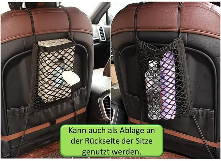 Flexibles Trennnetz für Hunde, universell passend für PKW-Vordersitze, mit 2 Ablagefächern