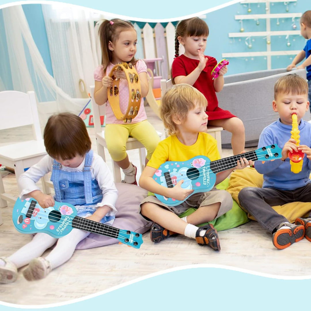 42cm Kindergitarre Mit 4 verstellbaren Saiten Ukulele Gitarre Spielzeug für Kleinkinder Anfänger Jun