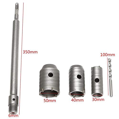 Meichoon Betonlochsäge 50mm 40mm 30mm elektrischer Hohlkernbohrer Schaft 350mm Beton Zement Steinwan