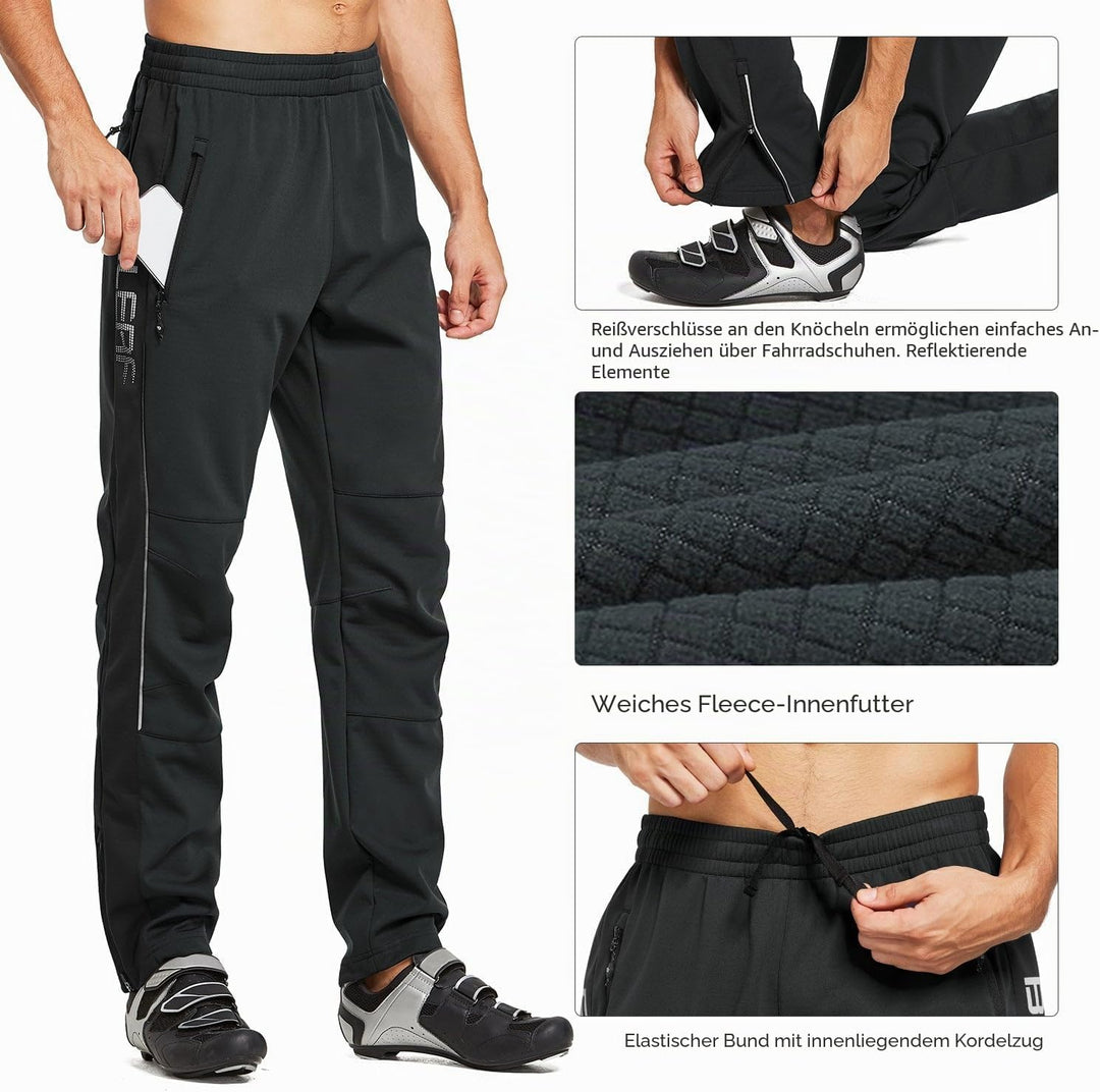 baleaf Herren Fahrradhose Thermo Fleece Radhose Wasserdicht Winddicht Softshellhose Warm Wanderhose