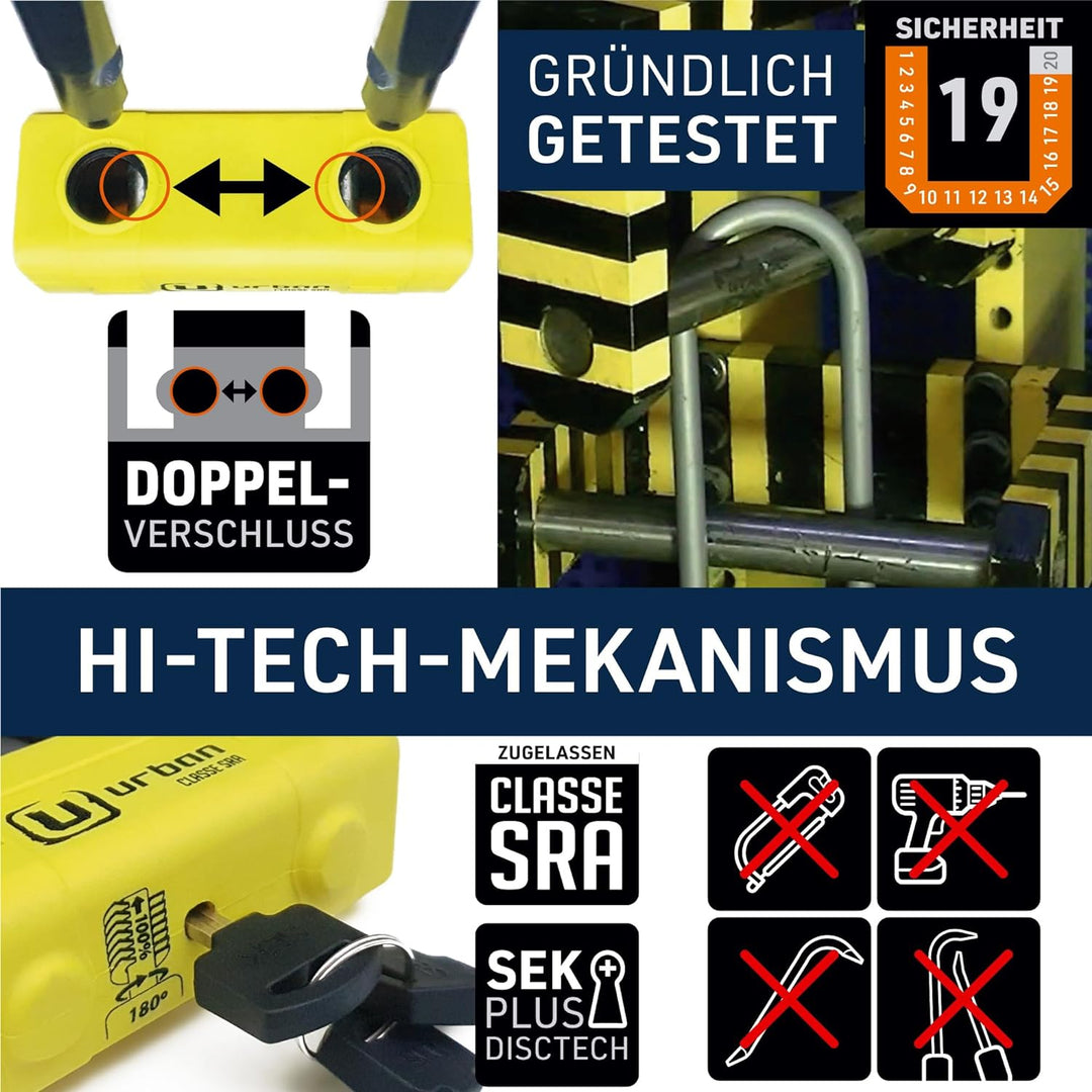 urban UR74120L Motorradschloss Scheibenschloss, Hohe Sicherheit, Diebstahlsicherung Homologiert SRA,