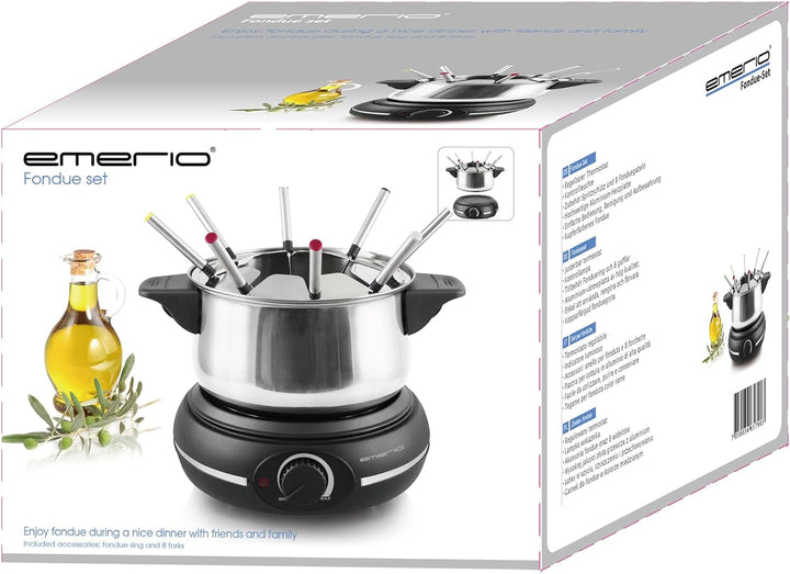 Emerio elektrisches Fondue Set für bis zu 8 Personen | nutzbar als Öl-, Brühe-, Schoko oder Käse-Fon