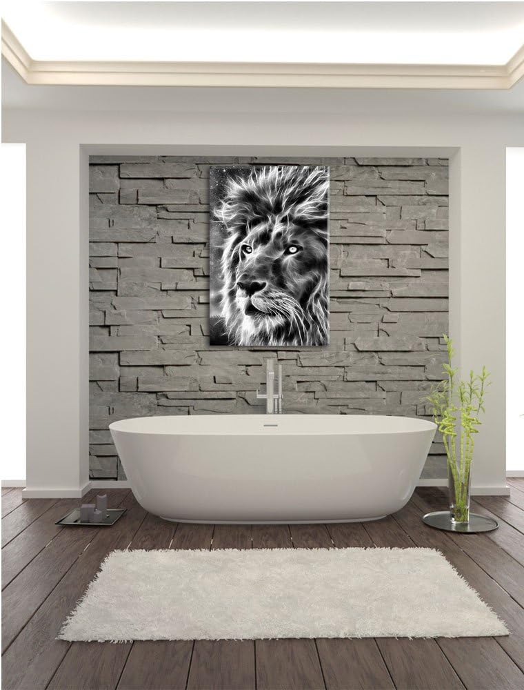 Pixxprint Löwe Abstrakt Art als Leinwandbild | Grösse: 100x70 cm | Wandbild | Kunstdruck | fertig be