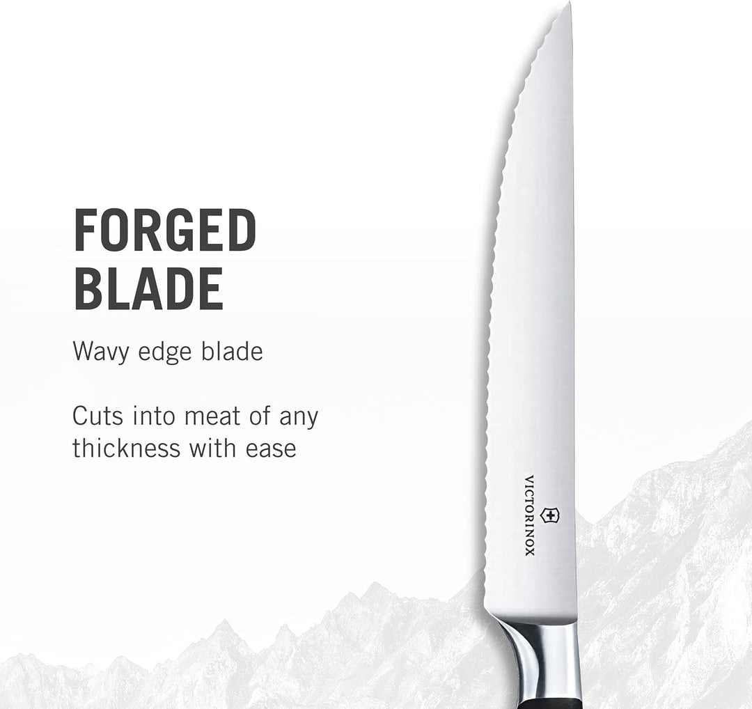 Victorinox, Grand Maître, Profi Tomaten- und Steakmesser, Extra Scharfe Klinge, Wellenschliff, 12 cm