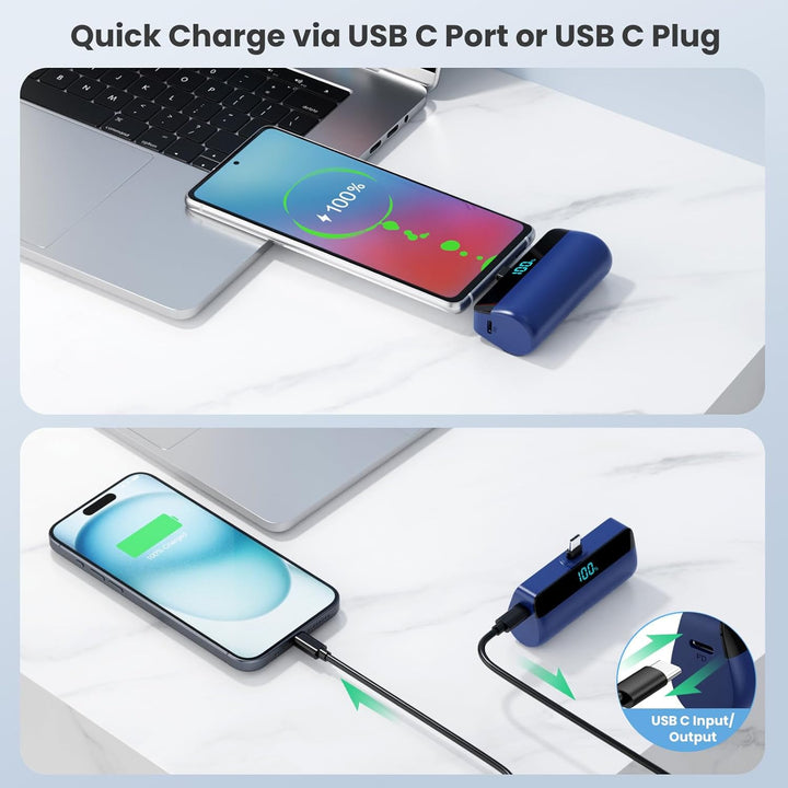 Feob Mini Power Bank 5200mAh für iPhone 17/16/15 Serie, PD Schnellladung Powerbank USB C Externer Ak