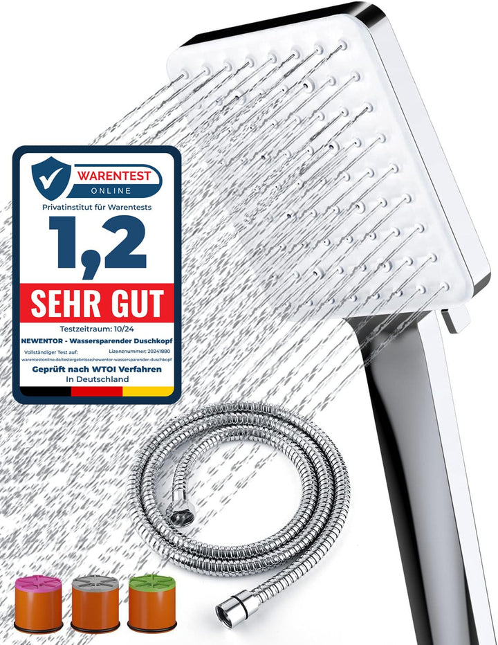 Duschkopf Wassersparend mit Schlauch,Newentor Duschkopf Regendusche mit 6 Strahlarten,Duschbrause Ho