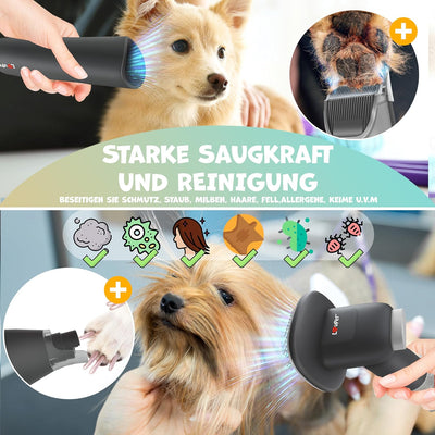 KESSER® Hundeschermaschine mit Staubsauger | Leise Schermaschine mit AKKU | Haustierpflegeset mit Zu