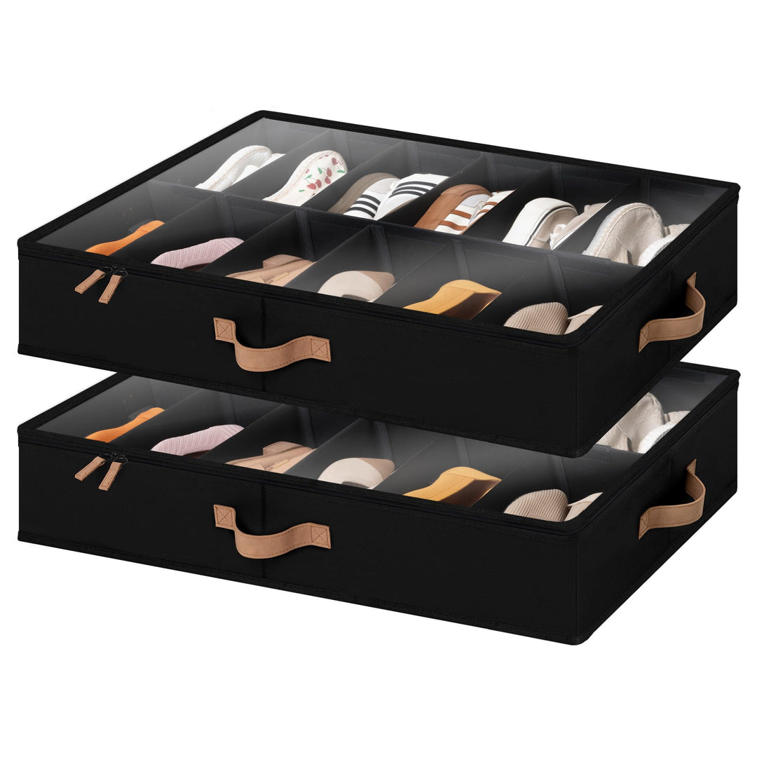 StorageWorks Unterbett-Schuh-Organizer, grosse Bettkasten Aufbewahrung mit Deckel, für bis zu 24 Paa