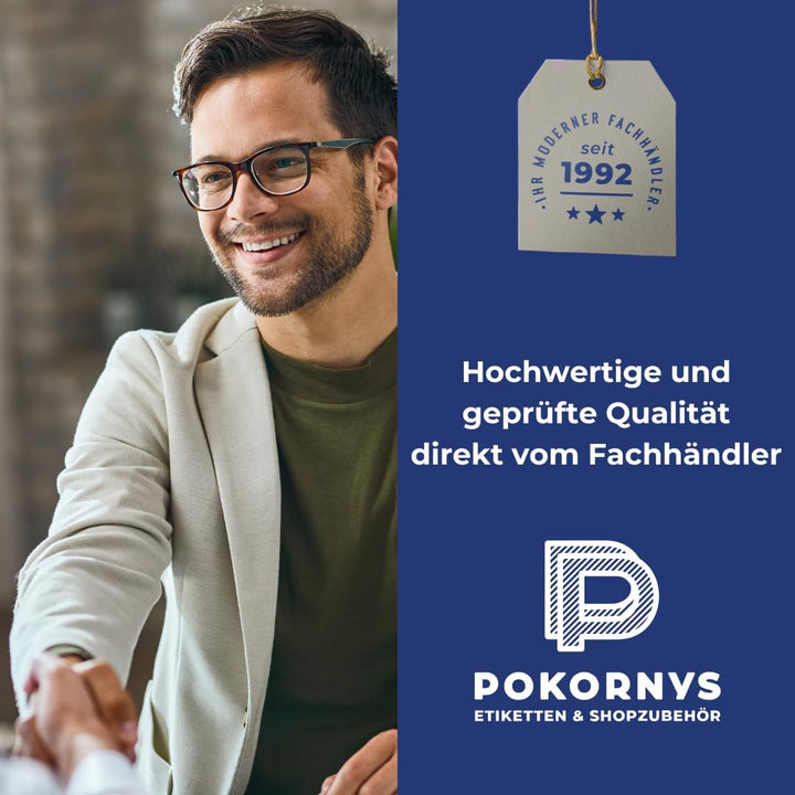 POKORNYS – 100 rote Aktionsetiketten (95 x 115 mm) "%" mit Loch I Kleiderbügelhänger I Sale Etikette