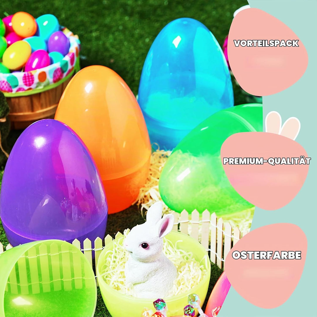 JOYIN 25,4 cm Jumbo-Ostereier, 6 Stück, bunte Riesen-Eier aus Kunststoff, leer, befüllbar, zum Befül