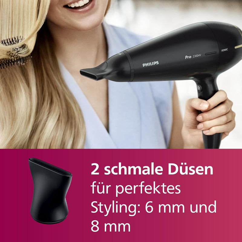 Philips Haartrockner Prestige Pro, Haartrockner für professionelles Trocknen und Styling, mit 2 Styl