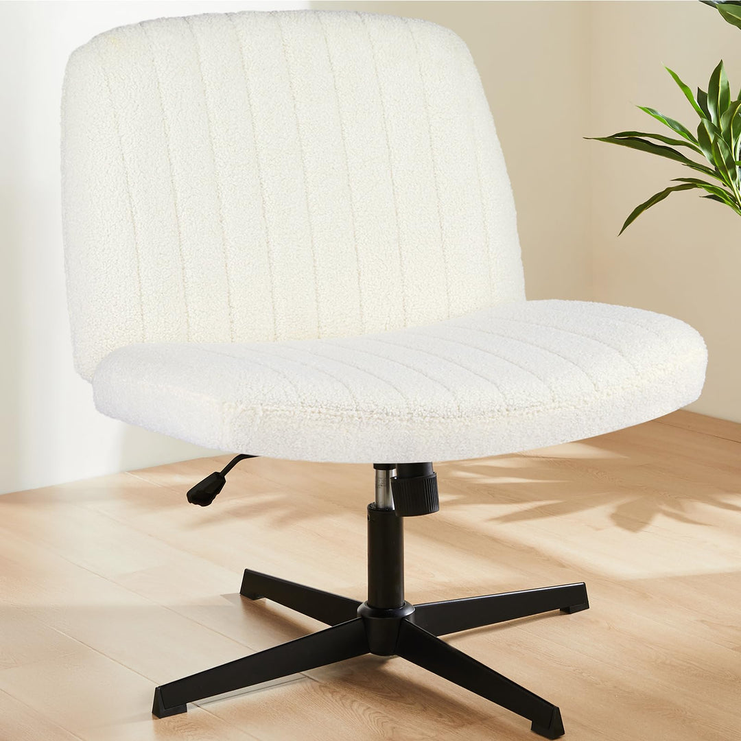 Sweetcrispy Bürostuhl Ohne Armlehnen, Schreibtischstuhl mit Teddy Velvet, Lesesessel mit Breiterem P