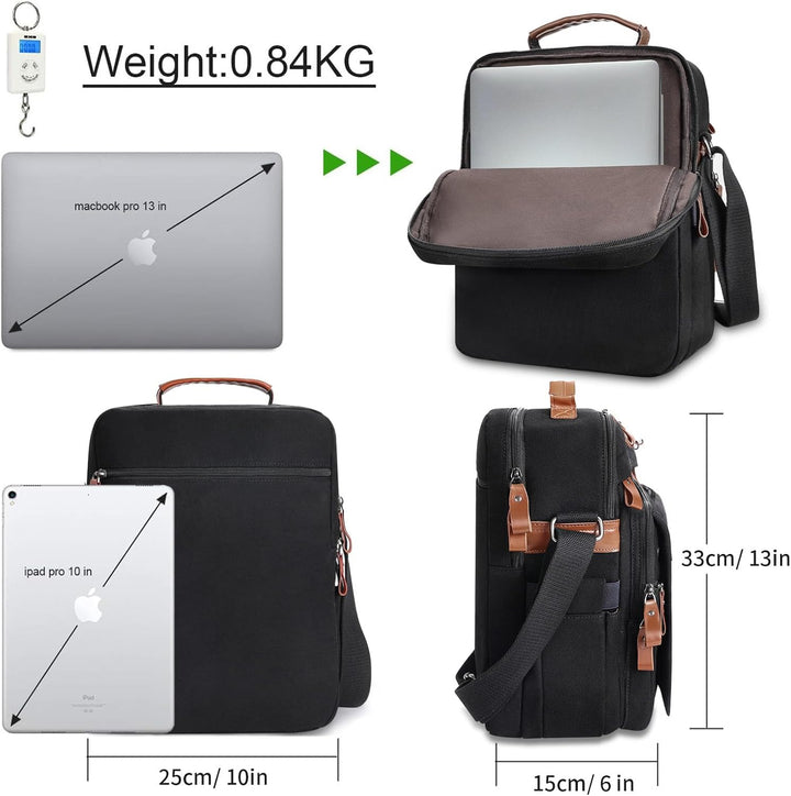 ESTARER Umhängetasche Herren Schultertasche 13 Zoll kleine Herrentasche Kuriertasche aus Canvas für